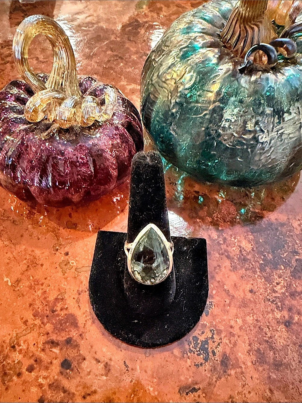 Silver & Dark Green Stone Ring
